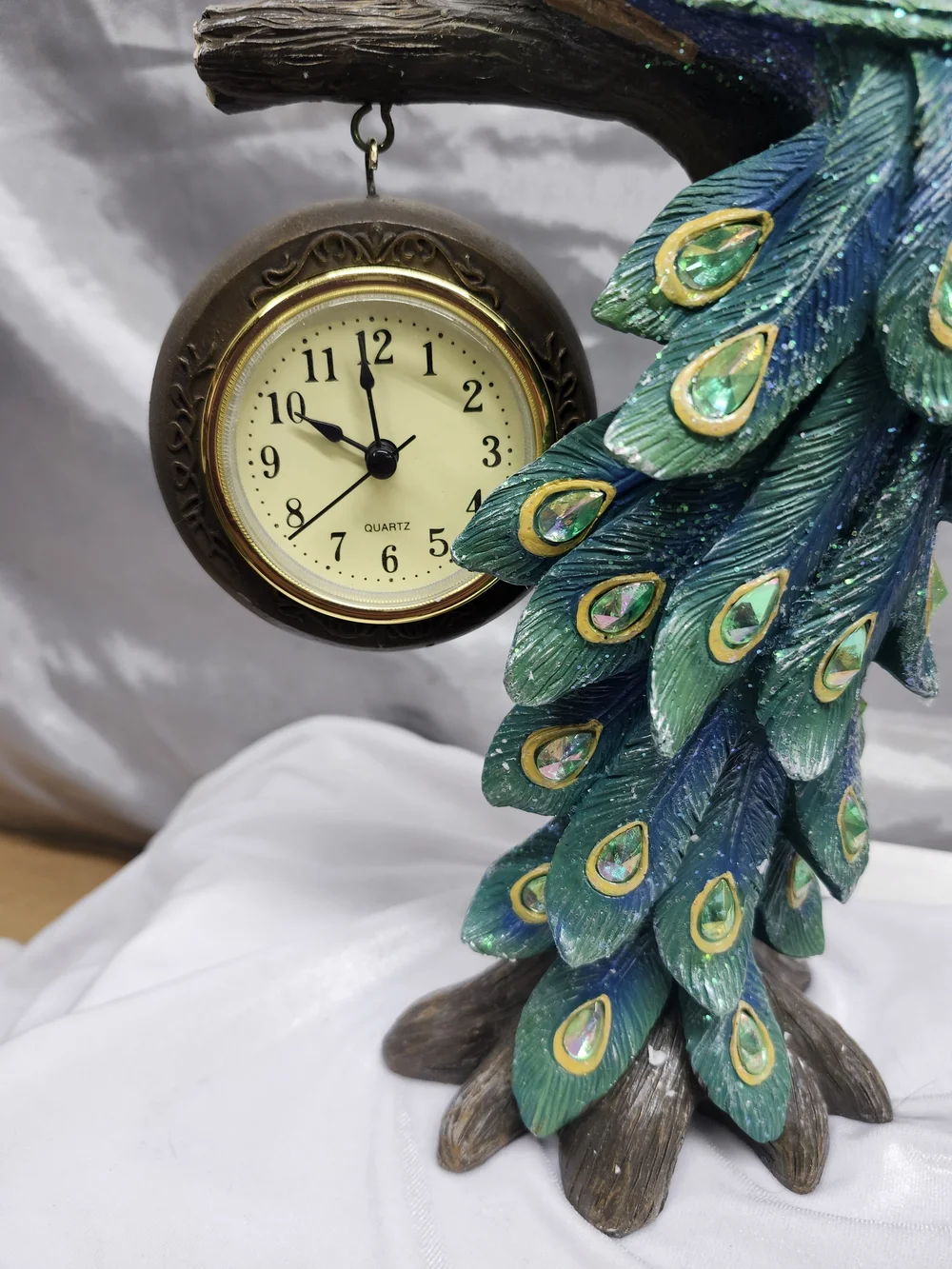 cracker barrel retired Peacock Table Clock - Green Decorative Wall Accent